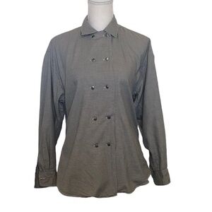 BARNEY'S NEW YORK Blazer Women's Size 6 Black Double Breasted Mini Houndstooth